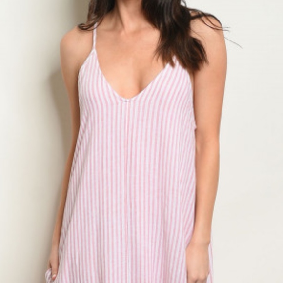 PIN STRIPE PINK & IVORY MAXI DRESS - Picture 2 of 4